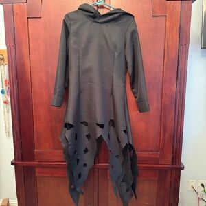 Black Hooded Costume Dress  No size tag Side Zipper  VERY well made